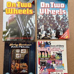 Lot of 4 On Two Wheels Orbis, 1987/88 Harley Davidson 85 Years Of Glory Magazine